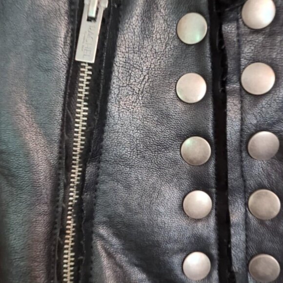 Rachel Roy Womens Moto Jacket Size XL Riveted Snap Down Biker Greaser Two Tone - Picture 2 of 7